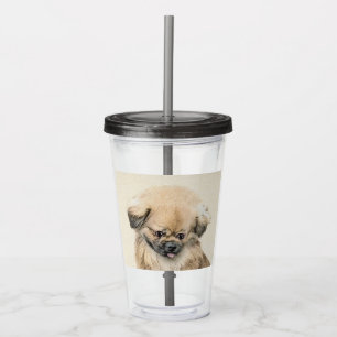 Copo De Acrílico Pintura em Pekingese - Arte Cachorra Original