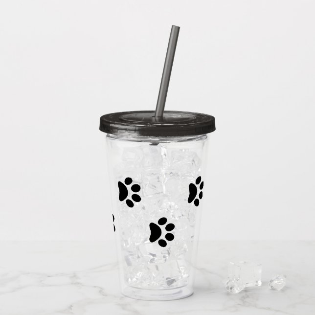 Copo De Acrílico Pintura Preta Imprime Tumbler Acrílico (Gelo traseiro)