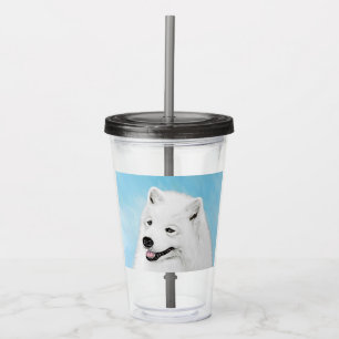 Copo De Acrílico Pintura Samoyed - Arte Cachorosa Original