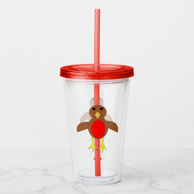 Copo De Acrílico Pisco-de-peito-vermelho-de-natal (Frente)