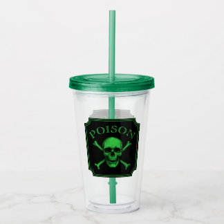 Copo De Acrílico Poison Skull e Crossbones Halloween Design Impress