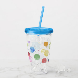 Copo De Acrílico Pontos de Aquarela 1