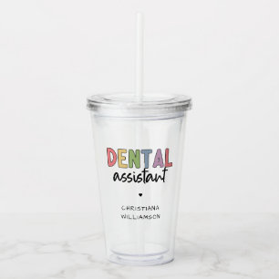 Copo De Acrílico Presente do Assistente Dental de Nome Personalizad