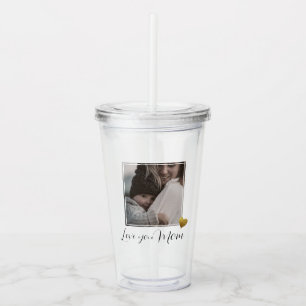 Copo De Acrílico Presente fotográfico para a mãe com Lid & Straw
