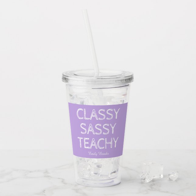 Copo De Acrílico Presente Personalizado Roxo para Professores (Gelo frontal)