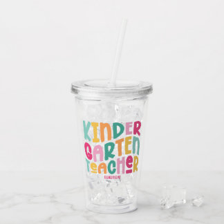 Copo De Acrílico Professor de Jardim de Infância | Tipografia Color