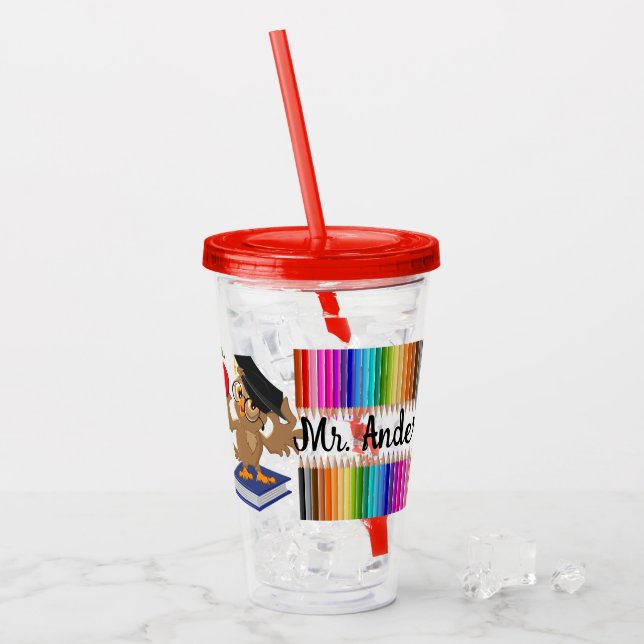 Copo De Acrílico Professora Personalizada Acrílico Tumbler (Gelo frontal)