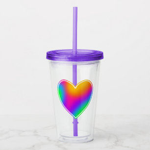 Copo De Acrílico Rainbow Heart
