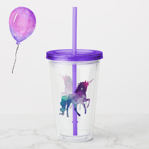 Copo De Acrílico Rainbow Unicorn Acrylic Tumbler