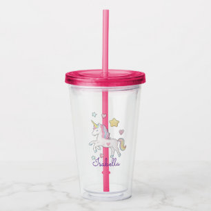 Copo De Acrílico Raparigas Personalizadas Cute Whimsical Unicorn Ra