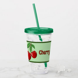 Copo De Acrílico Red Cherries Design Personalizado