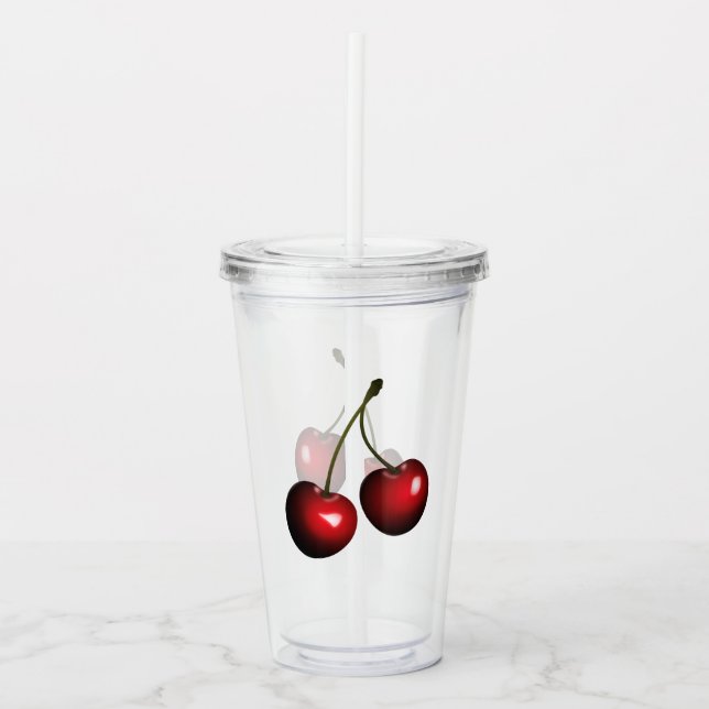 Copo De Acrílico Red Cherries - Tumbler Acrylic Tumbler Swery (Frente)