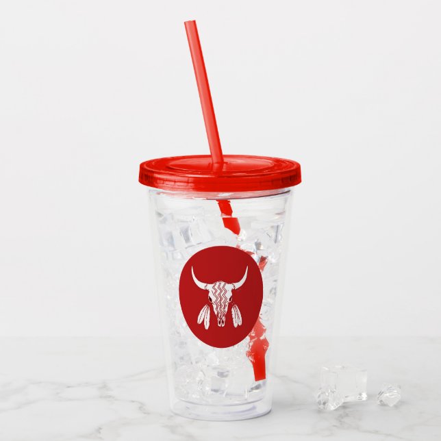 Copo De Acrílico Red Ghost Dance Buffalo Red Acrytumbler (Gelo frontal)