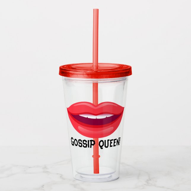 Copo De Acrílico Red Lip Gossip Queen Tumbler (Frente)