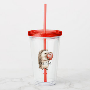 Copo De Acrílico Red Sweet Heart Hedgehog