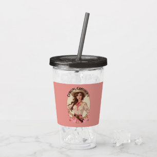 Copo De Acrílico Retrato da Moda Ocidental da Coquette Cowgirl