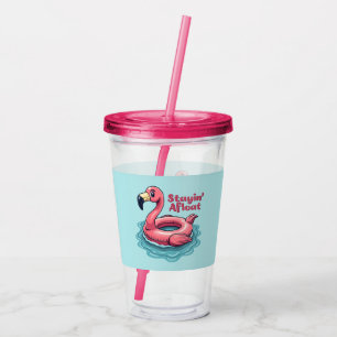 Copo De Acrílico Retro Flamingo Float Engraçado Verão