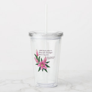 Copo De Acrílico Rosa claro Blooming Lily