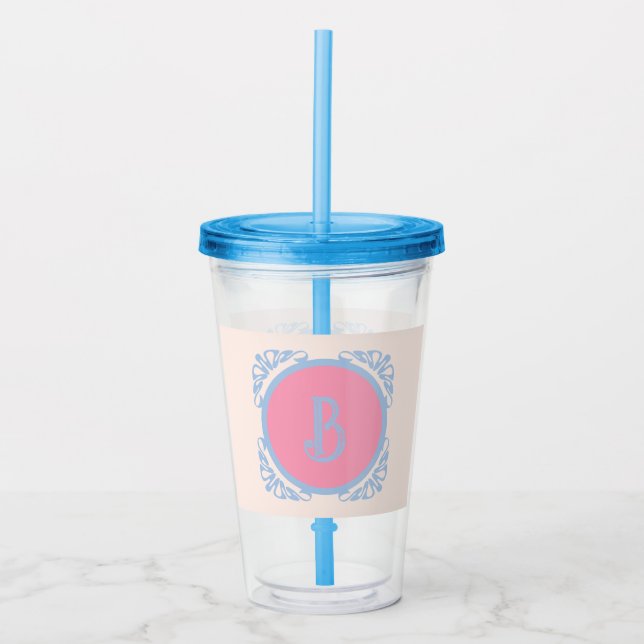 Copo De Acrílico Rosa e azul personalizados (Frente)
