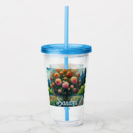 Copo De Acrílico Rosa Topike Estilo Van Gogh Rosas Rosa Floral