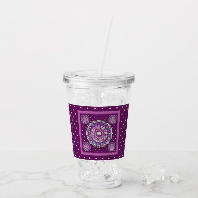 Copo De Acrílico Rosace vermelho cardinal (Gelo traseiro)