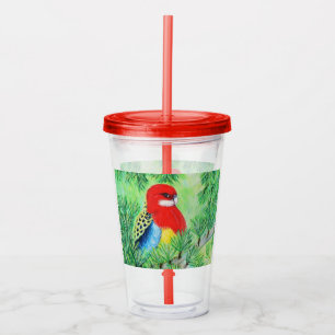 Copo De Acrílico Rosella Bird Painting