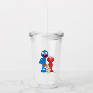 Copo De Acrílico Rua Sésamo Tango Com Grover E Elmo