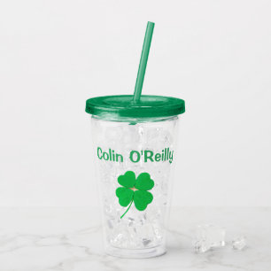 Copo De Acrílico Rua Verde Shamrock. Dia de Patrick (Nome) 4Colin