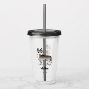 Copo De Acrílico Sable Siberian Husky Dog & Custom Name