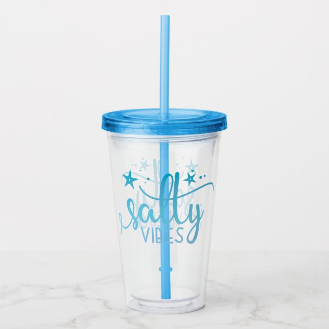 Copo De Acrílico Salty Vibes Insulados Beach Tumbler (Frente)