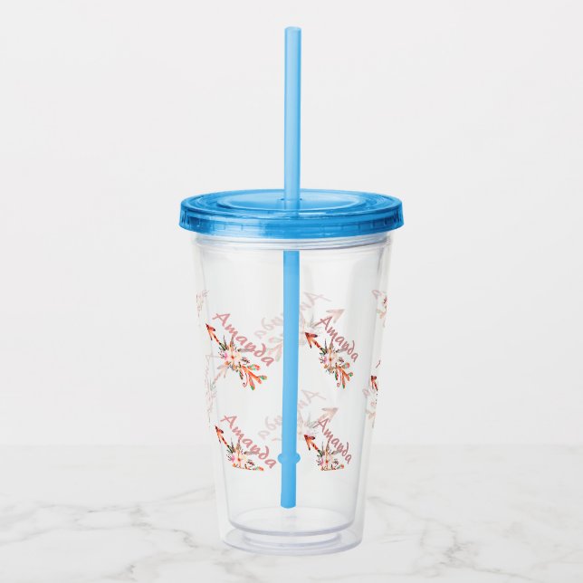 Copo De Acrílico setas florais personalizadas (Direita)