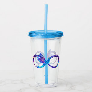 Copo De Acrílico Símbolo Neon Infinity com Hummingbird brilhante