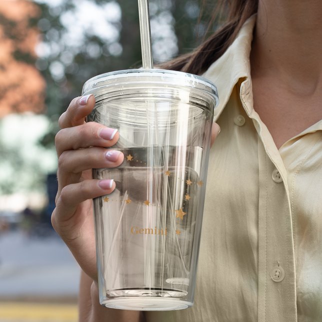 Copo De Acrílico Símbolo Zodiac Moderno Gemini Dourado | Ar de elem (Criador carregado)