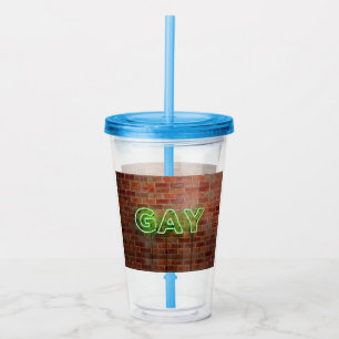 Copo De Acrílico Sinal neon gay iluminado SlipperyJoe brilhante vív
