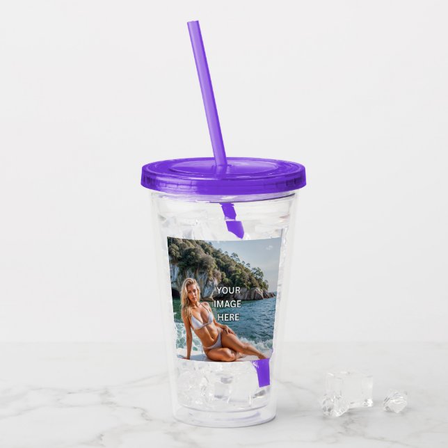 Copo De Acrílico SIP! 🥤 Custom Acrylic Tumbler with Straw Design (Gelo frontal)