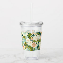 Copo De Acrílico Sipper Floral Tumbler