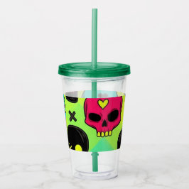 Copo De Acrílico Skull Pattern Acrylic Tumbler