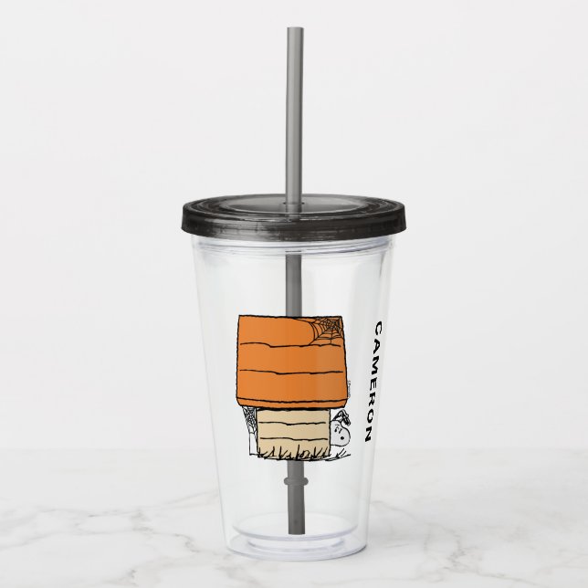 Copo De Acrílico Snoopy Halloween Spider Web Doghouse (Frente)