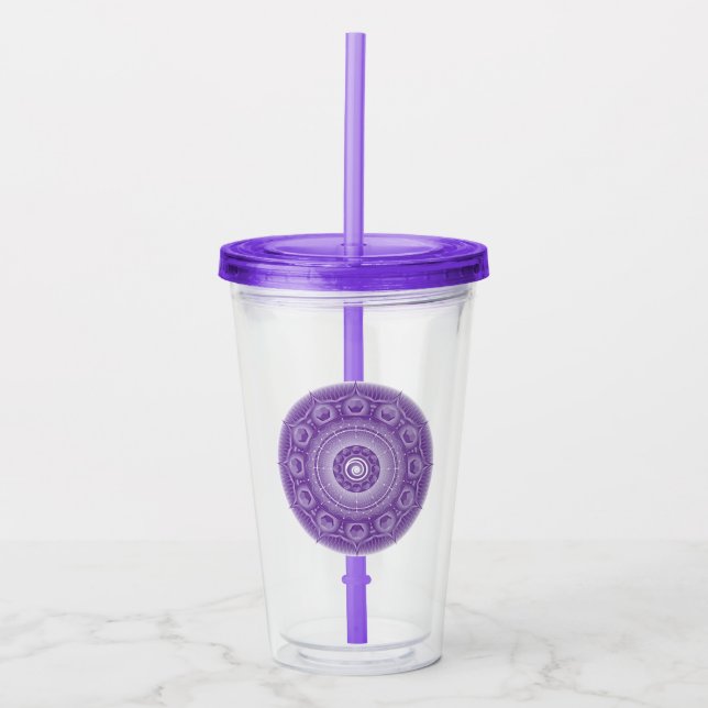 Copo De Acrílico Spirit Dodecahedron Purple Mandala Tumbler (Frente)