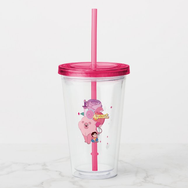 Copo De Acrílico Steven Universe | Rosa Quartz Legado (Frente)