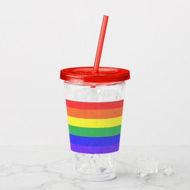 Copo De Acrílico Stripe Arco-íris (Gelo traseiro)