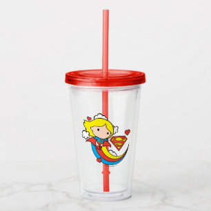 Copo De Acrílico Supergirl Chibi Voando Arco-Íris