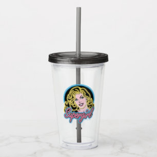Copo De Acrílico Supergirl Retro Neon Lights Graphic