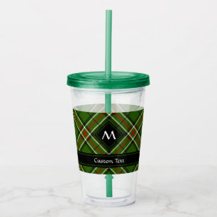 Copo De Acrílico Tartan Verde, Preto, Vermelho e Branco