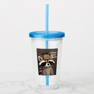 Copo De Acrílico Tenho Problemas de Confiança Raccoon Tumbler | Eng