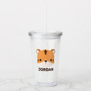 Copo De Acrílico Tigre de Cuta com Nome Personalizado