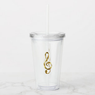 Copo De Acrílico Treble Clave de Sol de Ouro Música