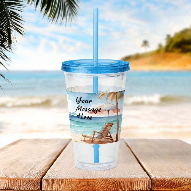 Copo De Acrílico Tropical Beach Party Acryler Tumbler (Criador carregado)