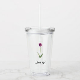 Copo De Acrílico Tulipa Roxa Elegante Personalizada