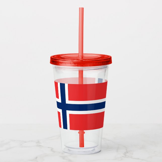 Copo De Acrílico Tumbler Acriílico Patriótico com bandeira da Norue (Frente)